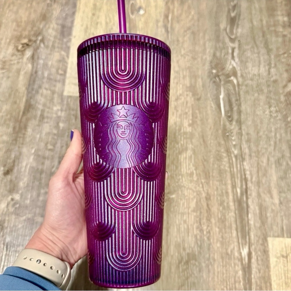 NWT Starbucks 2024 Spring Purple Pearl Mermaid Venti 24oz Tumbler with Straw Cup